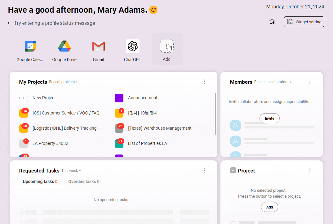 gif of adding a shortcut to figma in morningmate dashboard