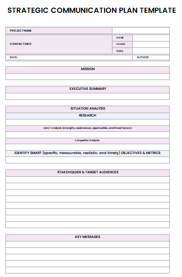 free strategy communication plan template