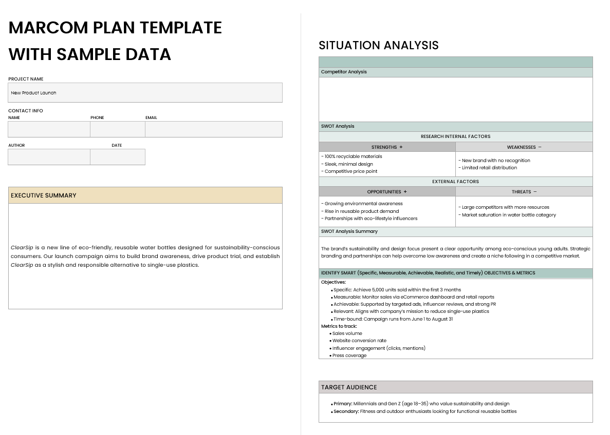 free marketing communication plan template