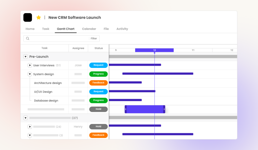 morningmate gantt chart interface