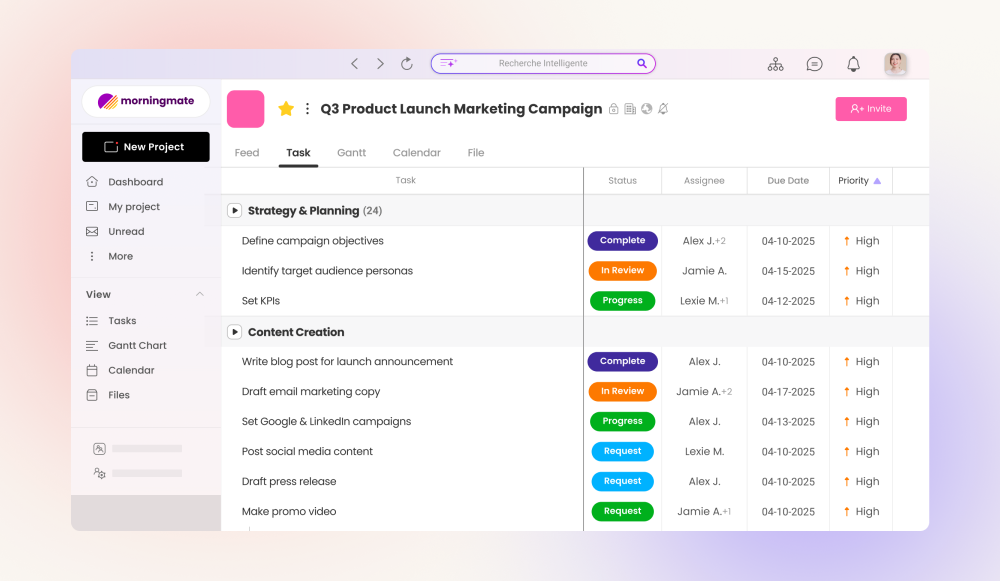 morningmate task list view interface