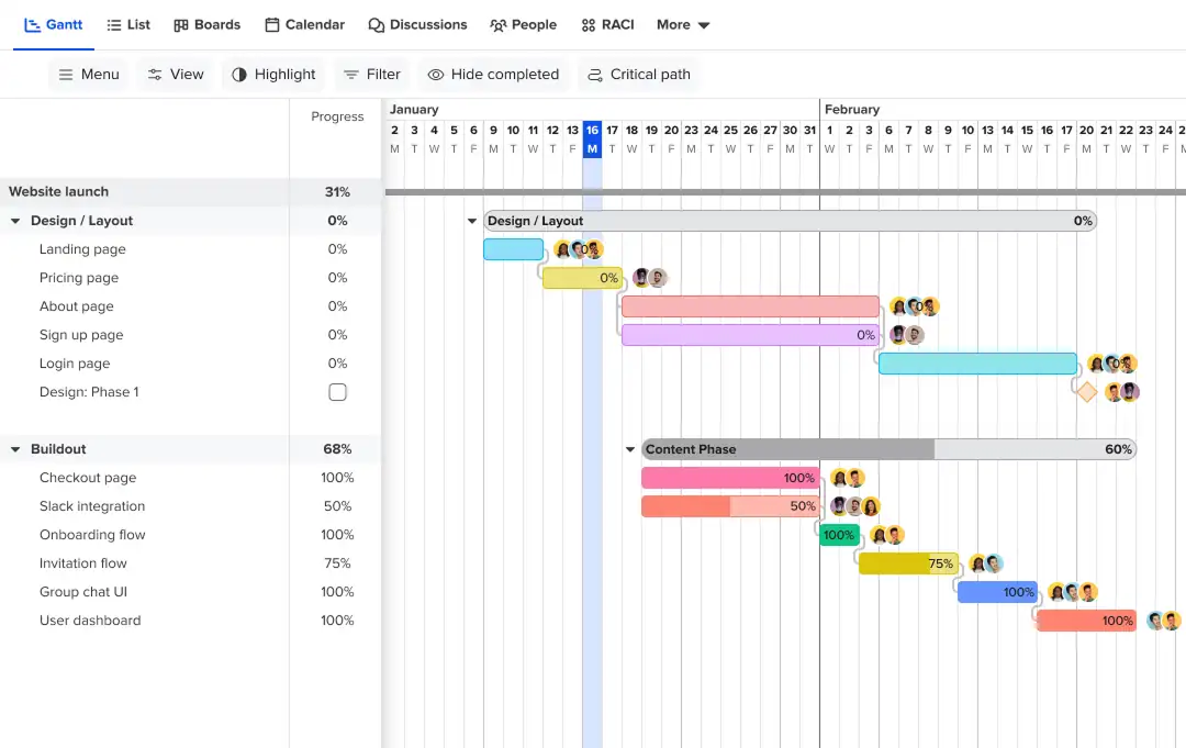team gantt mockup