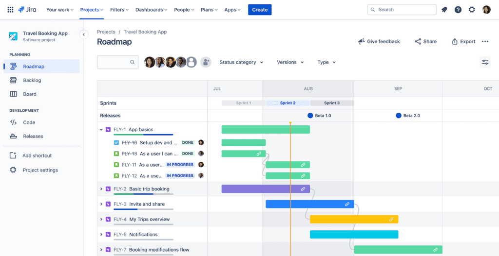 Jira Roadmap view