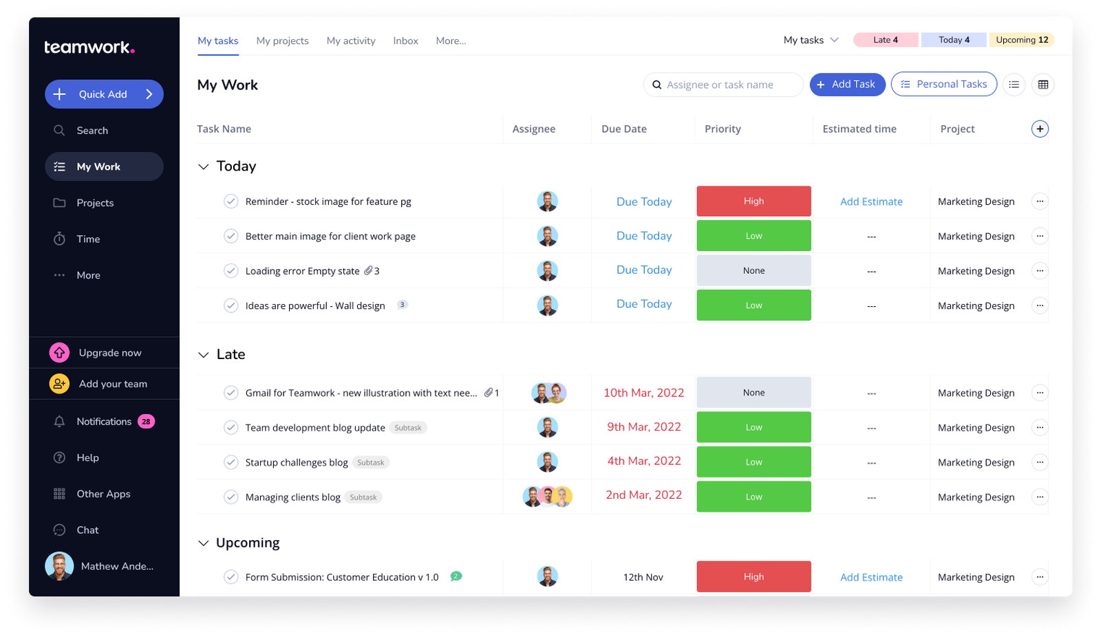 Teamwork task view