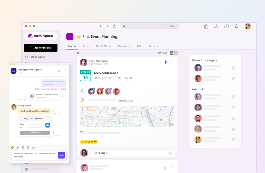 all-in-one workspace with social media like feed and built in chat