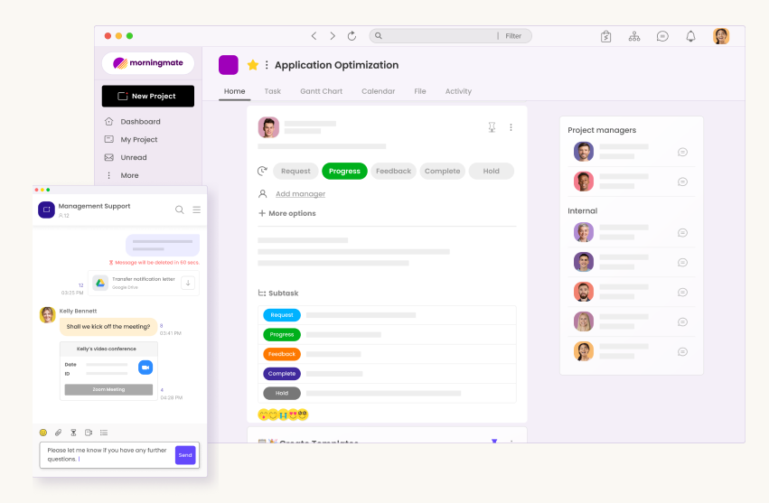 All in one project collaboration platform_feed view and built in chat