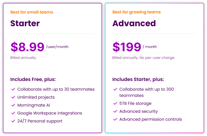 Morningmate Pricing plans