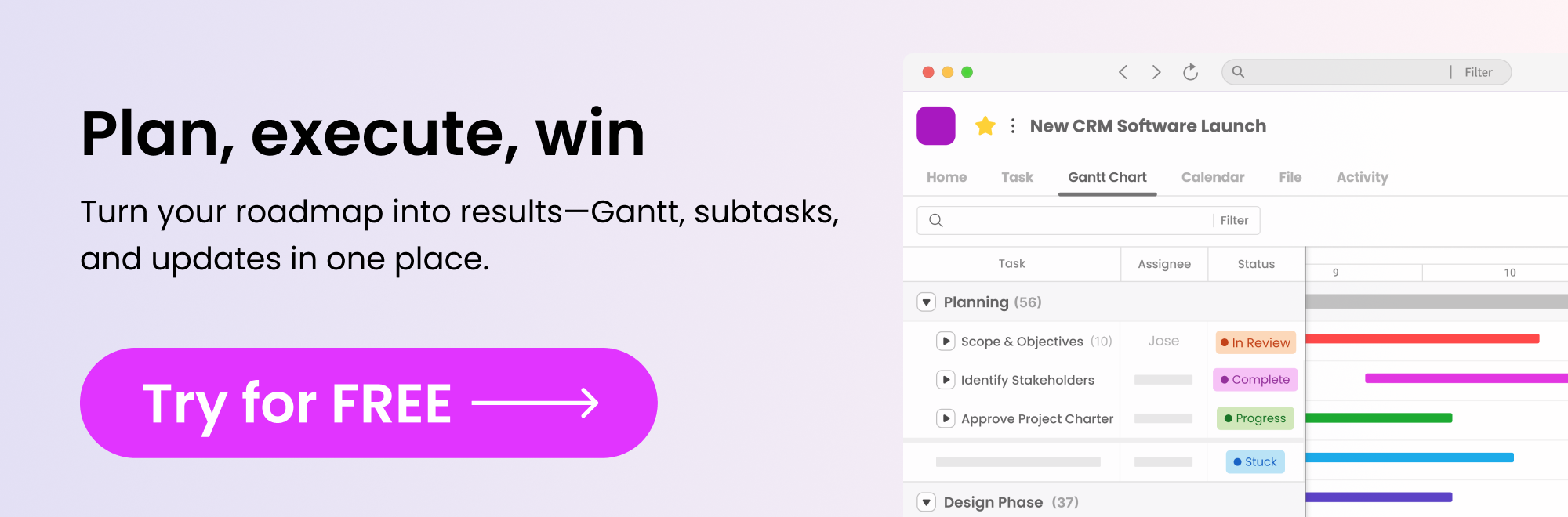 Turn your roadmap into results—Gantt, subtasks, and updates in one place with Morningmate. Start free