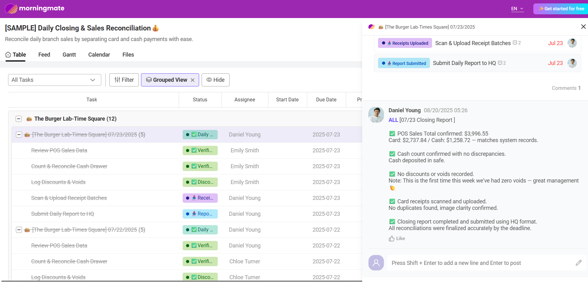 Morningmate for store Daily Closing & Sales Reconciliation management