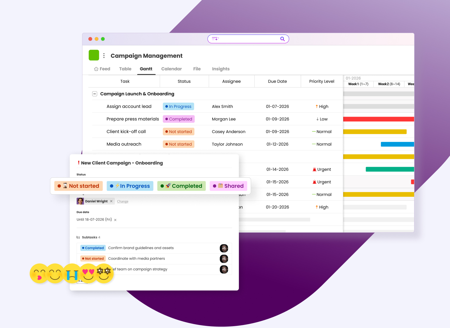 Morningmate gantt with task post